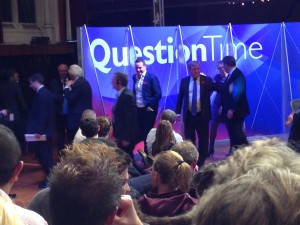 Panellists leaving BBCQT stage